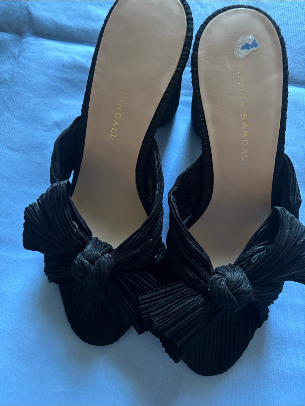 Loeffler Randall Black Knotted Pleated Slide Heels